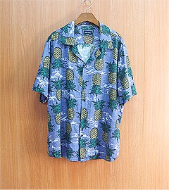 VISION SEOUL 파인애플 하와이안 퍼플 셔츠~ 우먼 오버핏 or 맨즈 L 사이즈